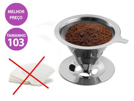 Imagem de Coador Café Inox Filtro 103 - Prático Reutilizável Econômico - 123 Útil