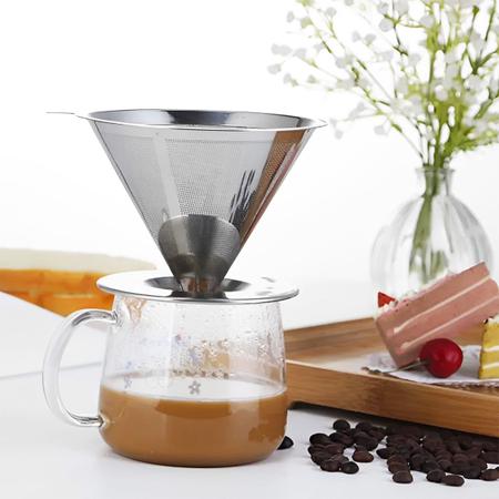 Imagem de Coador De Café Em Aço Inox Pequeno TAM 101 Não Utiliza Filtro de Papel Filtro de Café Reutilizável