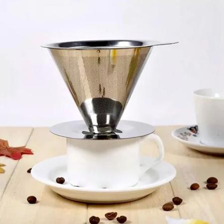 Imagem de Coador de Café Reutilizável Inox Não Precisa Filtro 400ml
