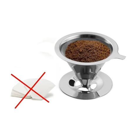 Imagem de Coador de Café Reutilizável Inox Não Precisa Filtro 400ml