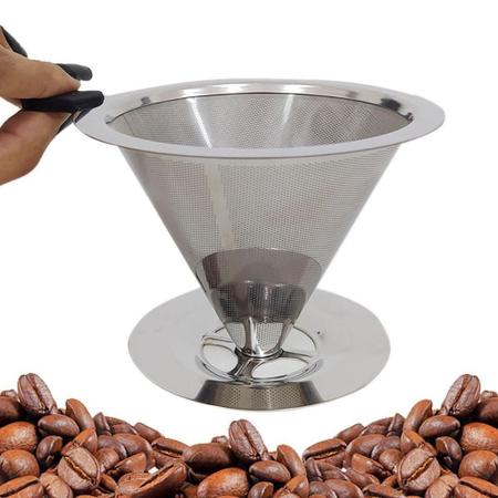 Imagem de Coador Filtro Café com Suporte Aço Inox Reutilizável Clink