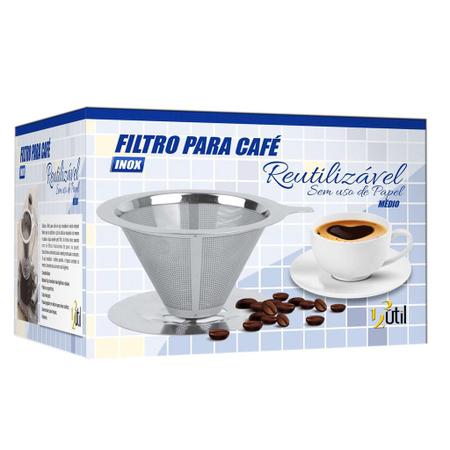 Imagem de Coador Filtro Permanente Suporte Café Aço Inox Médio