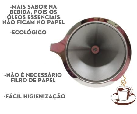 Imagem de Coador Para Café Filtro 104 REUTILIZÁVEL LAVÁVEL Prata ECOLÓGICO Malha Em AÇO INOX Ultrafino