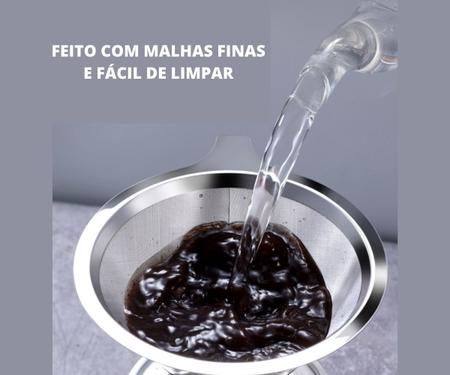 Imagem de Coador Para Café Filtro 104 REUTILIZÁVEL LAVÁVEL Prata ECOLÓGICO Malha Em AÇO INOX Ultrafino