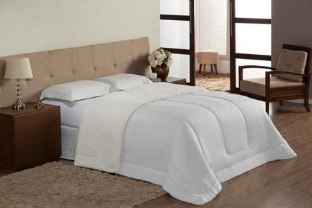 Imagem de Coberdrom Casal padrão Saara Manta com Lã Carneiro Toque Macio Quente Edredom Cobertor Liso branco