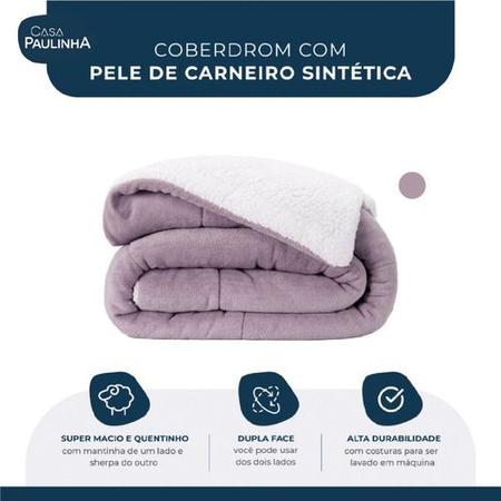 Imagem de Coberdrom Casal Queen Size Cobertor Edredom Sherpa Pele Carneiro com Manta Grosso Coberdromm Premium