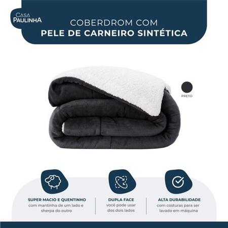 Imagem de Coberdrom Casal Queen Size Cobertor Edredom Sherpa Pele Carneiro com Manta Grosso Coberdromm Premium