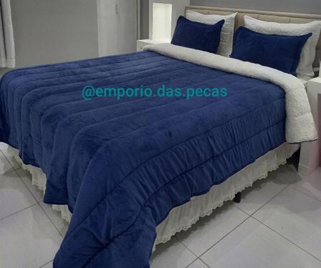 Imagem de Coberdrom de Sherpa Pele de Carneiro Queen Azul