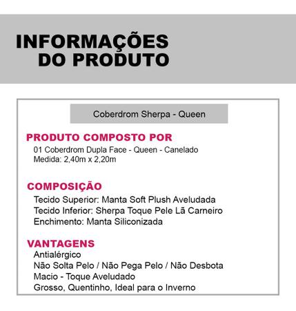 Imagem de Coberdrom Edredom Casal Queen Size Sherpa Pele Lã de Carneiro - Dupla Face Grosso Pesado Cobertor Aveludado - Inverno