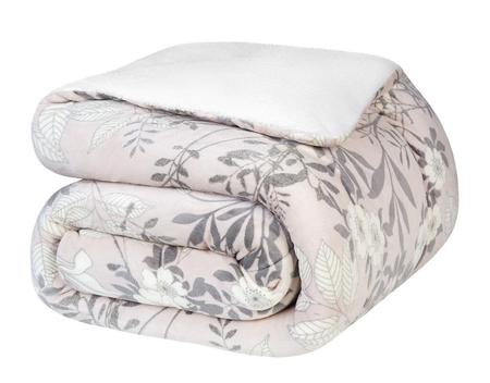 Imagem de Coberdrom Fleece Dupla Face Queen 2,40Mx2,60M Floral Bege