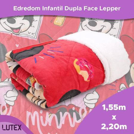Imagem de Coberdrom Infantil Fleece Dupla Face Minnie Disney - Cobertor Edredom - Textura Lã Carneiro - Lepper