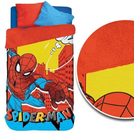 Imagem de Coberdrom Infantil Fleece Dupla Face Spider Man - Cobertor Edredom - Textura Lã Carneiro - Lepper