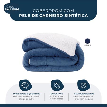 Imagem de Coberdrom rolinho sherpa/manta fleece casal casa paulinha