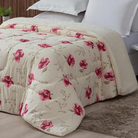 Imagem de Coberdrom Sherpa/Percal 180 Fios Estampado King Gran Moratta 01 Peça - Floral Rose