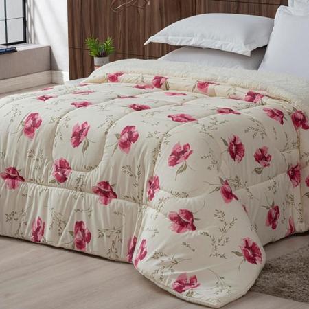 Imagem de Coberdrom Sherpa/Percal 180 Fios Estampado Solteiro Gran Moratta 01 Peça - Floral Rose