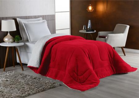 Imagem de Coberdrom Solteiro Dupla Face - Sherpa com Manta Coral Fleece Vermelho