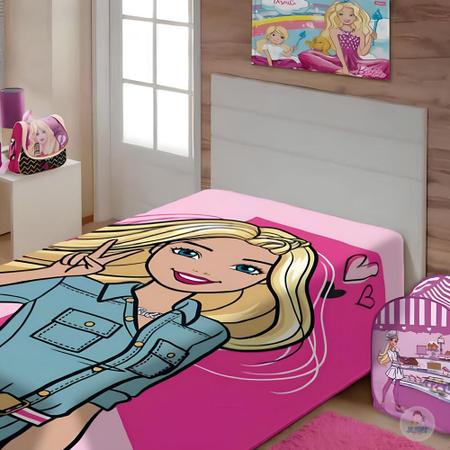 Imagem de Coberta Cobertor Infantil Barbie Moda Jolitex Para Menina Feminina Estilo Aconchego Encantador Rosa