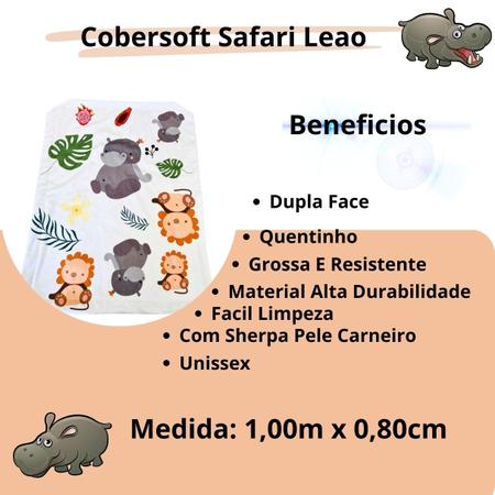 Imagem de Coberta Cobertor Manta Edredom Rescem Nascido Quarto Bebe Menino Menina Safari Savana Leao Laranja Branco