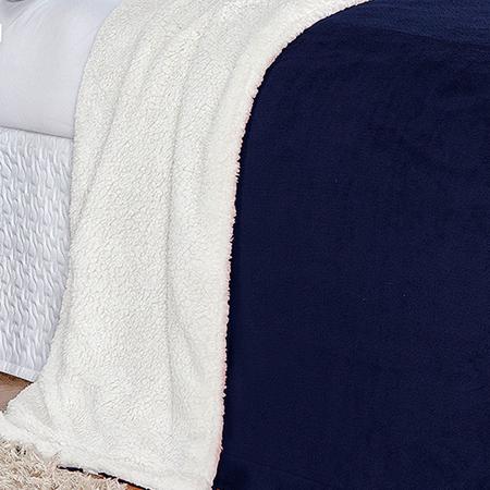 Imagem de Cobertor Azul Marinho Dupla Face King Size Pele de Carneiro 2,60m x 2,40m