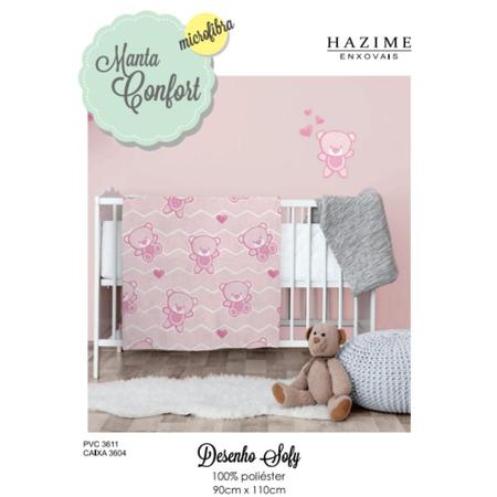 Imagem de Cobertor Bebe Manta Estampado Ursa Sofy Menina Rosa 90x110cm