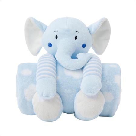 Imagem de Cobertor Bebe Menino Manta Macia  Bichinho Elefantinho Azul 