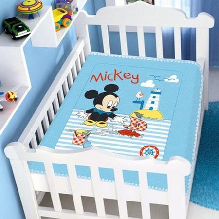 Imagem de Cobertor Bebê Raschel Mickey Barquinho Disney Azul - Jolitex