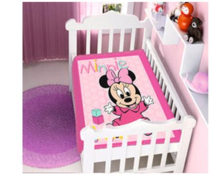 Imagem de Cobertor Berço Baby Infantil Jolitex Raschel Plus Disney Minnie Patinho 090cm X 110cm