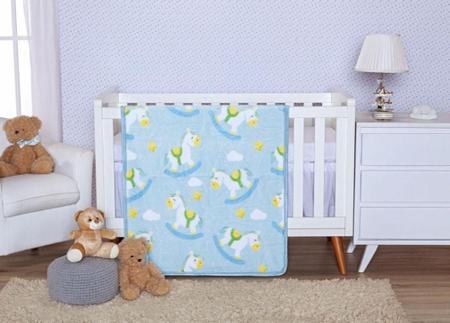 Imagem de Cobertor bonno baby infantil 0,90x1,10 super macio bebê criança menino e menina ótimo acabamento (carrossel-azul)