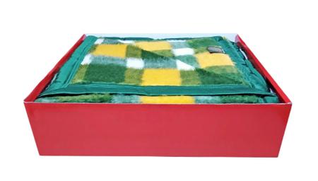 Imagem de Cobertor Casal 2,00 x 2,30m Pelo Alto Acalanto Xadrez Verde/Amarelo