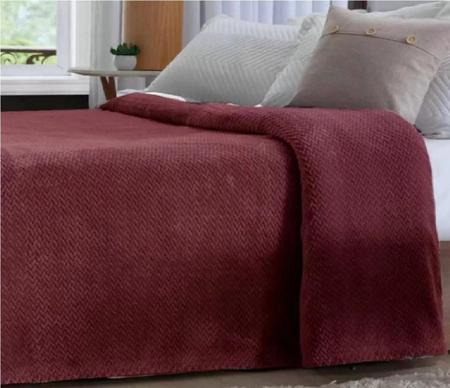 Imagem de Cobertor Casal Com Sherpa Jacquard 180X220Cm Merlot Jolitex