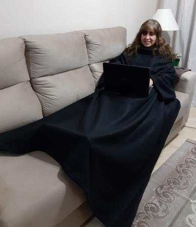 Imagem de Cobertor com Mangas - Preto - 1,90m x 1,50m - Dryas