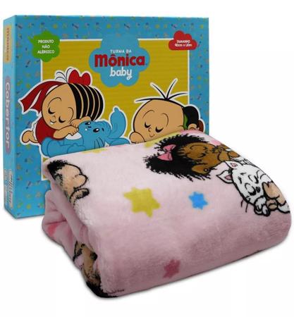 Imagem de Cobertor de Berço Bebê Pelo Alto Turma da Mônica Jolitex Azul ou Rosa