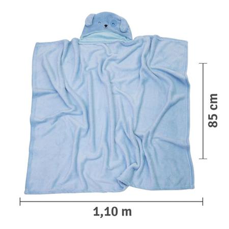 Imagem de Cobertor de Microfibra Mami Bichuus c Capuz Azul - Papi Mami