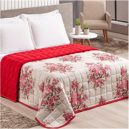 Imagem de Cobertor Decorativo Casal Padrão Quatro Estações - Vermelho