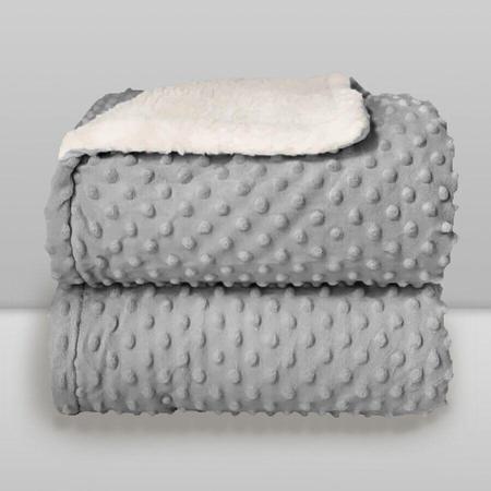 Imagem de Cobertor Donna Laço Bebê Microfibra Plush com Sherpa Dots Bolinha - Cinza Glacial