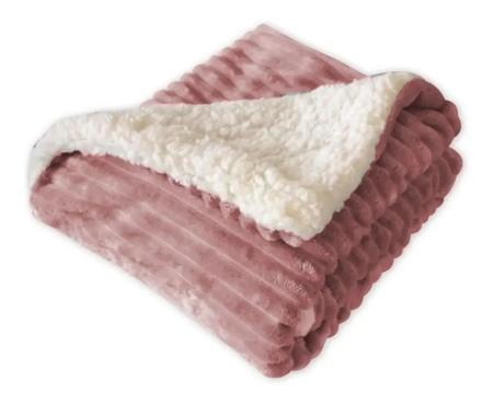 Imagem de Cobertor dupla face sherpa + manta canelada plush rosa