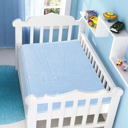 Imagem de Cobertor Estampa Animais Jolitex Bebê Masculino infantil Criança Coberta Macio Antialérgico Azul