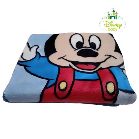 Imagem de Cobertor Infantil Masculino Mickey Passinhos Disney Para Bebê Menino Berço Cama Manta Antialérgico Jolitex