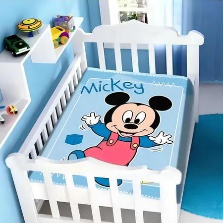 Imagem de Cobertor Infantil Masculino Mickey Passinhos Disney Para Bebê Menino Berço Cama Manta Antialérgico Jolitex