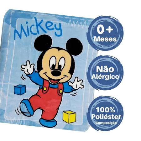 Imagem de Cobertor Infantil Masculino Mickey Passinhos Disney Para Bebê Menino Berço Cama Manta Antialérgico Jolitex