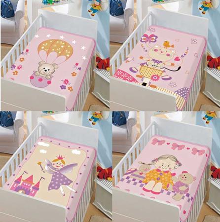 Imagem de Cobertor Infantil Para Bebê Tradicional 90cmx1,10cm Rosa - Jolitex