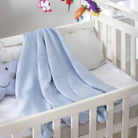 Imagem de Cobertor Jolitex Bebê Infantil Ninho 100% Algodão 0,90x1,10 Azul