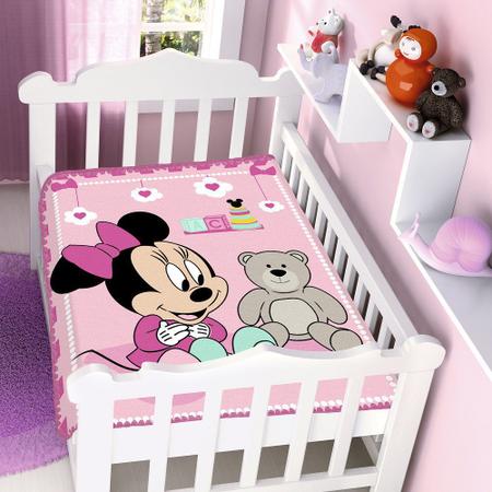 Imagem de Cobertor Jolitex Infantil Berço Bebê Disney Minnie Surpresa Rosa