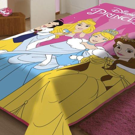 Imagem de Cobertor Jolitex Solteiro Princesas Disney Raschel Plus 1,50x2,00m