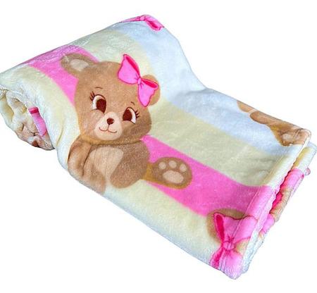 Imagem de Cobertor Manta Baby Infantil Flannel Etruria Toque de Seda Ursa Rosa