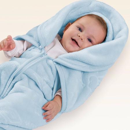 Imagem de Cobertor Manta Bebe Azul Baby Sac Microfibra Menino Jolitex