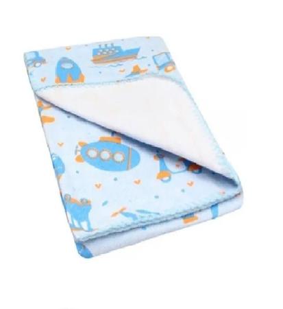 Imagem de Cobertor Manta Bebe Azul Estampado 70cm X 90 cm BERCINHO