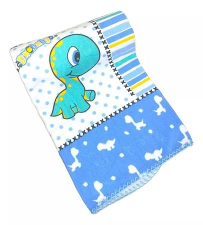 Imagem de Cobertor Manta Bebe Azul Estampado DINOSSAURO DENGO  70CM X 90 CM