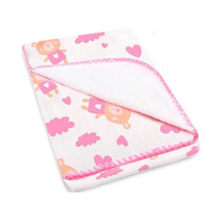 Imagem de Cobertor Manta Bebe Rosa Estampa Ursinha 70cm  X 90 cm BERCINHO - Incomfral