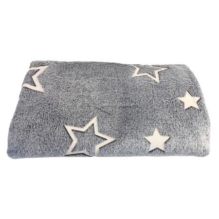 Imagem de Cobertor Manta Estrelas Cinza Brilha no Escuro 180x200cm